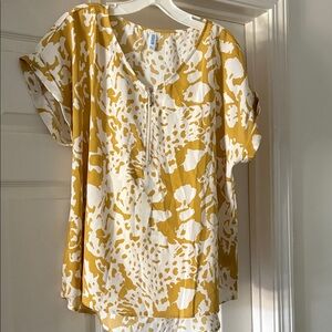 Chic Mustard and White Women's Blouse